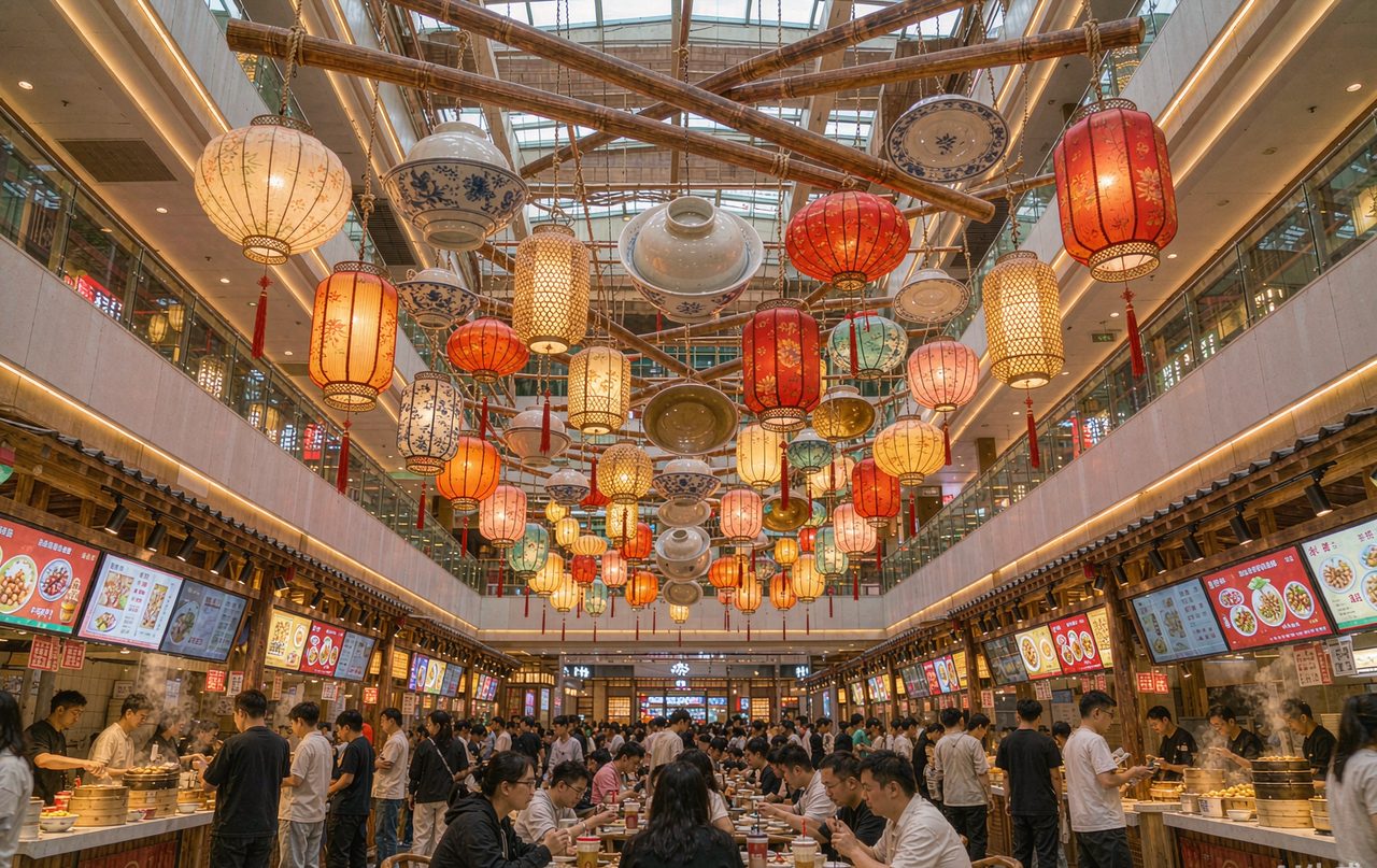 美食广场 · 中庭主题吊装