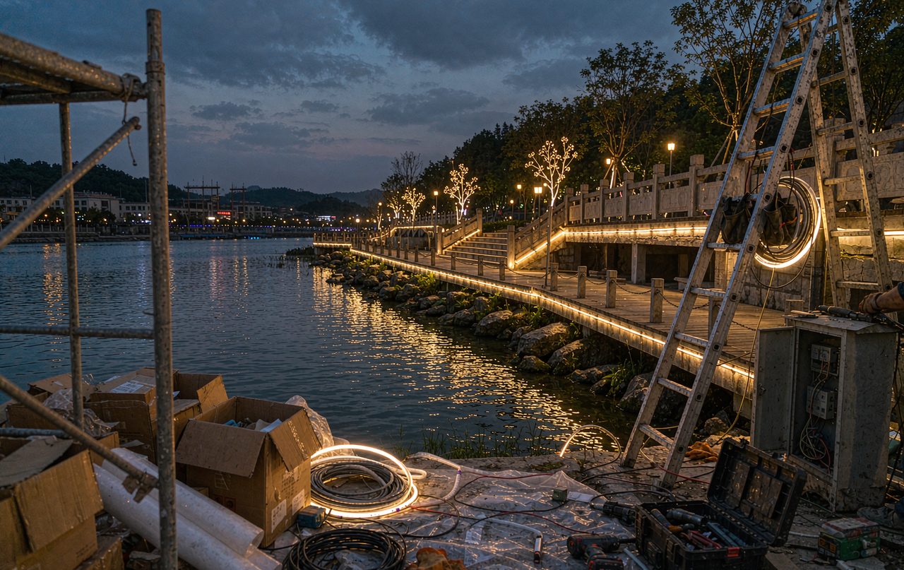 水岸灯光带 完工实景