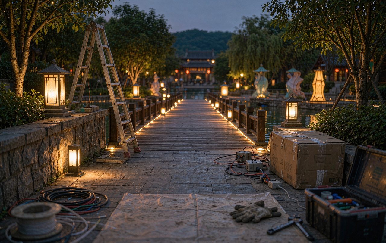 遵义灯光亮化 · 点光源阵列立面实景