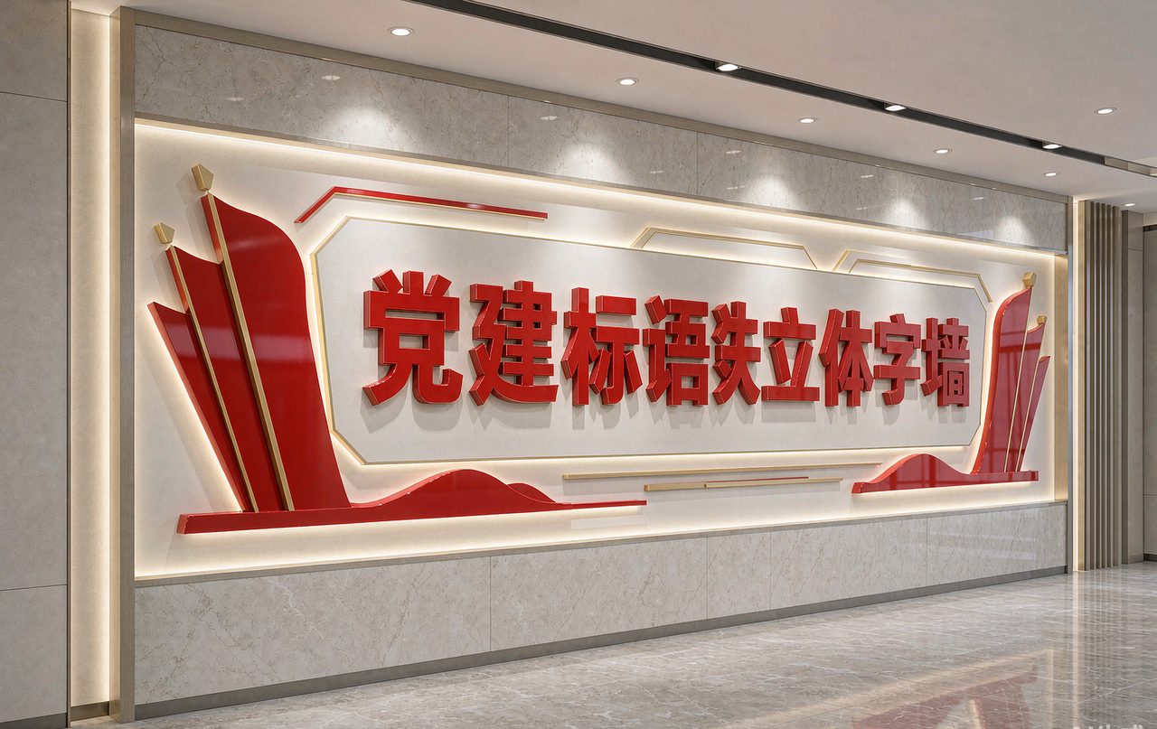 党建标语立体字墙