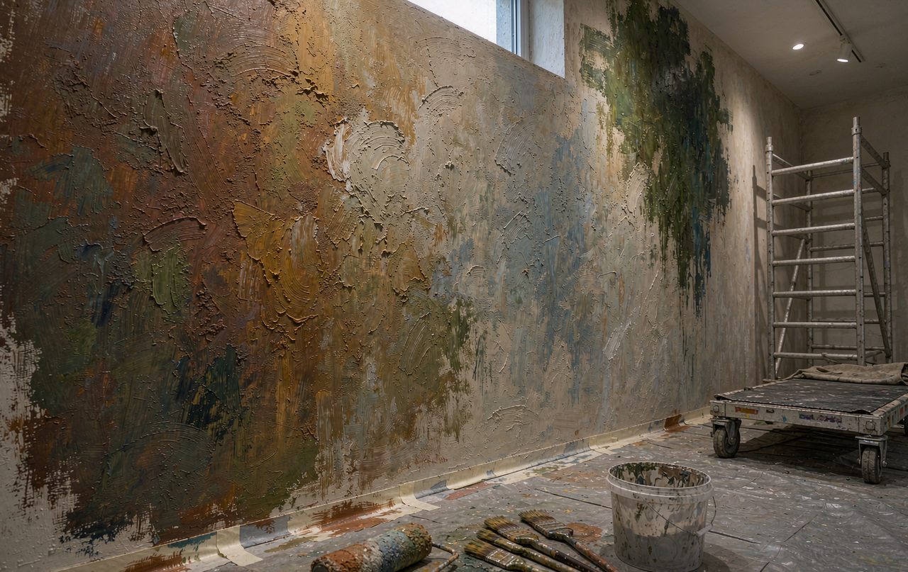 北京墙绘壁画 · 肌理浮雕底油画实景
