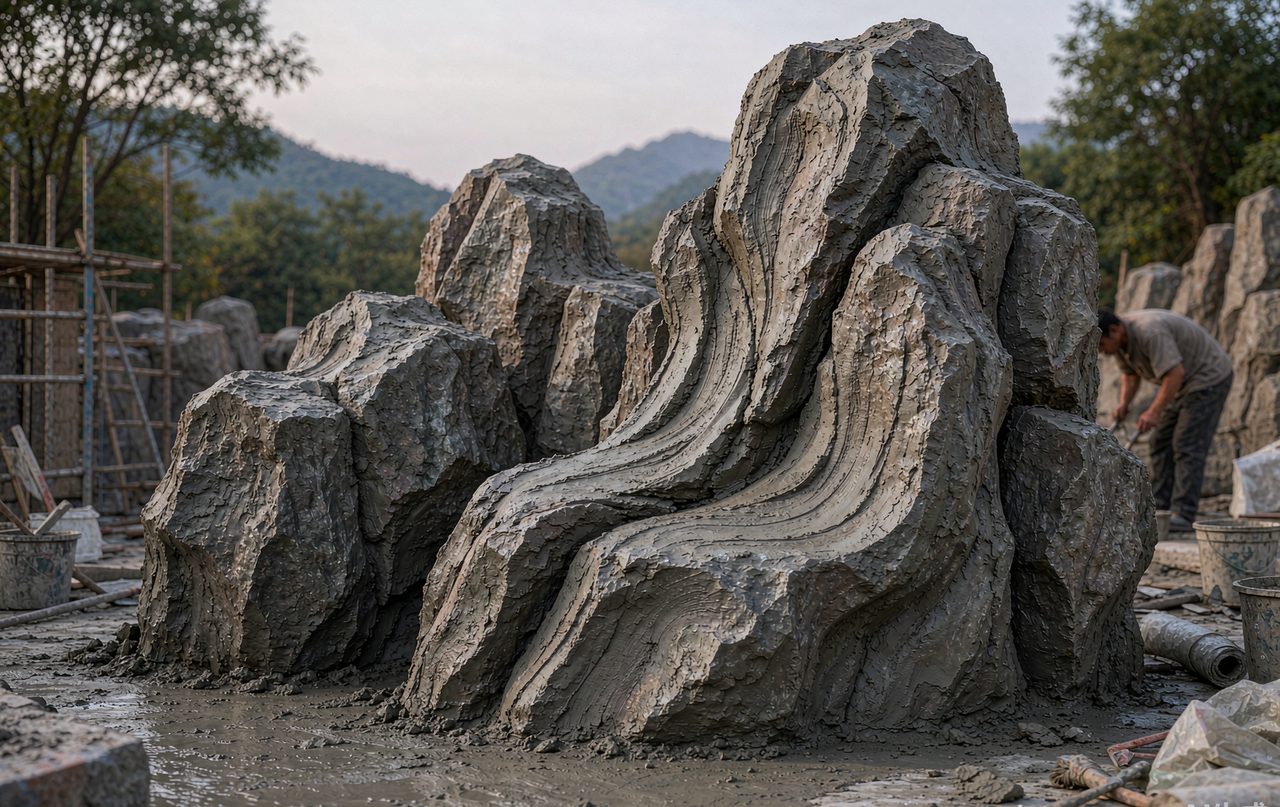 南京水泥浮雕 · 直塑仿石肌理实景